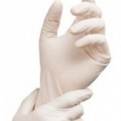 Jednorázové latexové a púdrové rukavice biele